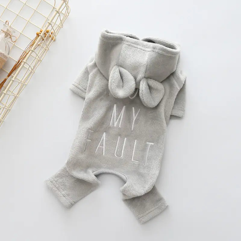 Embroidered Solid Color Dog Jumpsuit for Pets